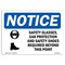 Signmission OSHA Sign, Glasses Ear Protection With Symbol, 10in X 7in Rigid Plastic, 10" W, 7" H, Landscape OS-NS-P-710-L-18201 - alternate 1